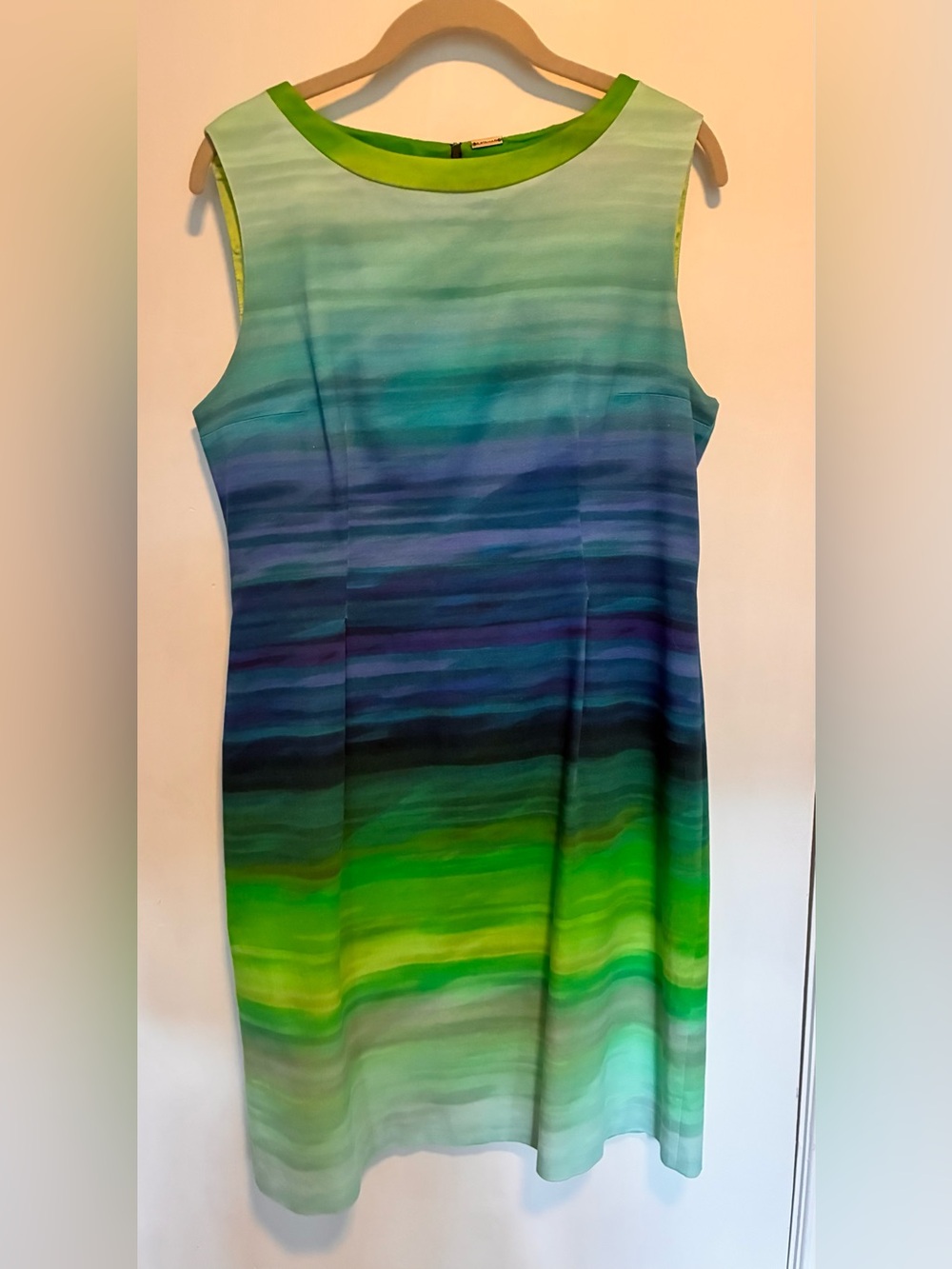 Elie Tahari Green & Blue Ombre Sleeveless Shift Dress